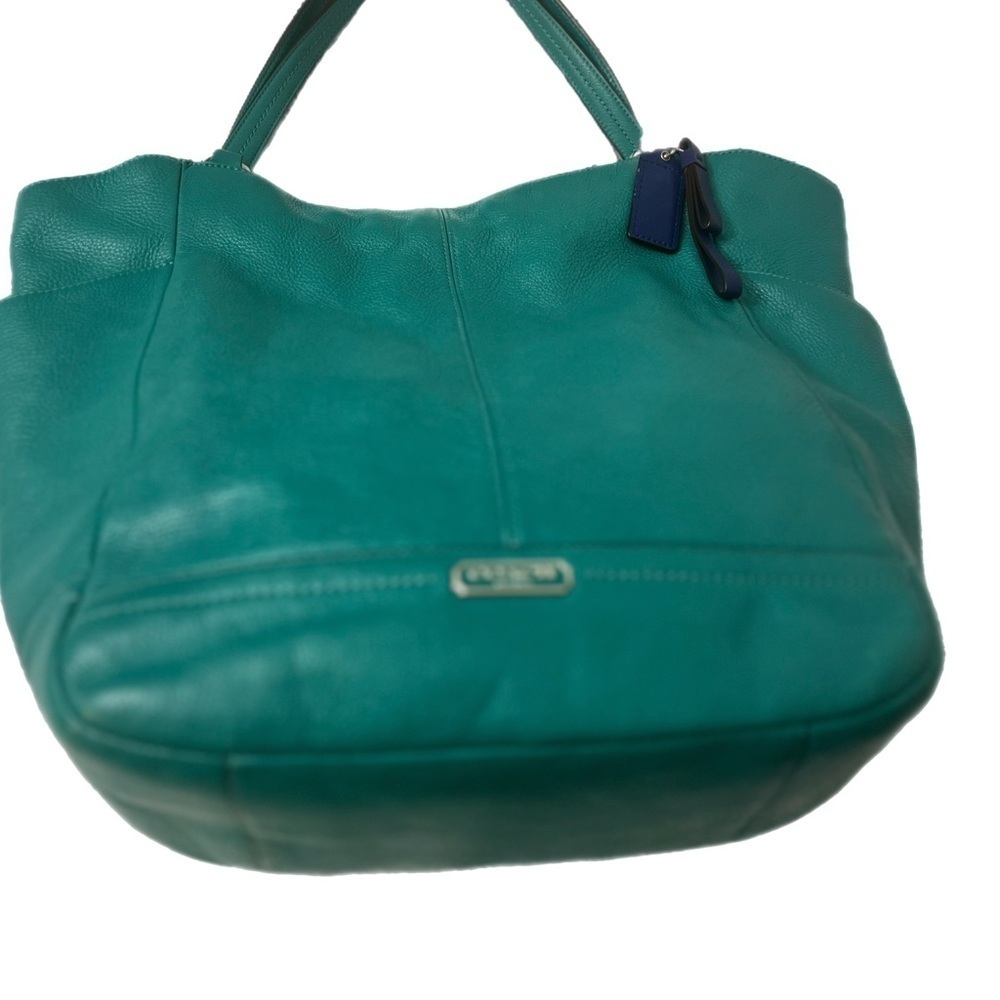 Coach Park Carrie Green Leather Tote Shoulder Bag H1381-F23662 Stylish Handbag - Picture 3 of 9